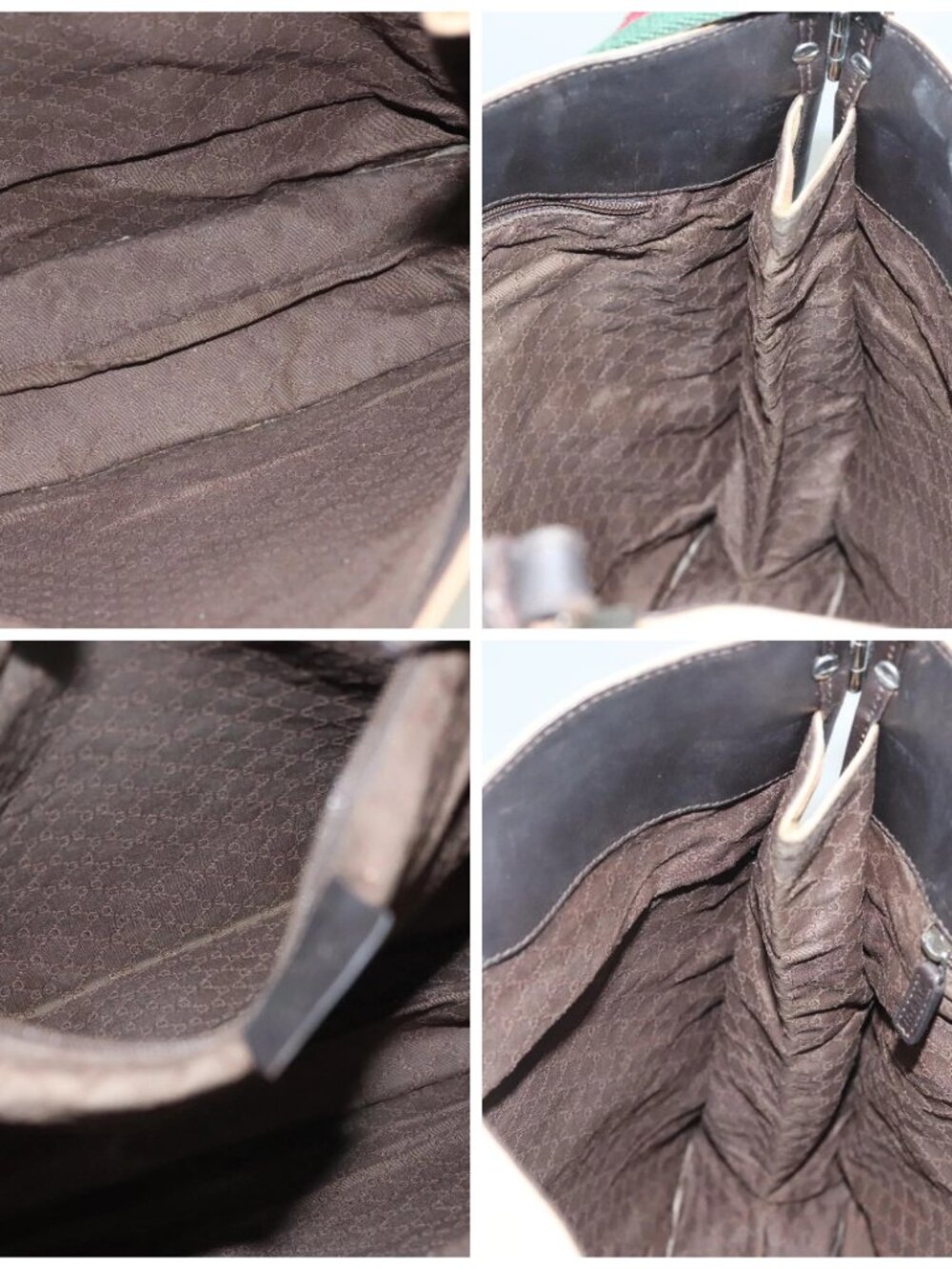 GUCCI Web Sherry Line Shoulder Bag Canvas Beige Silver Red 001 4306 Auth hk2865 - Picture 16 of 16